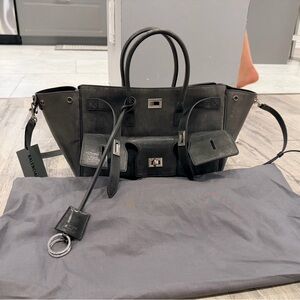 Balenciaga Small Bel Air Carryall Bag in Grey Leather